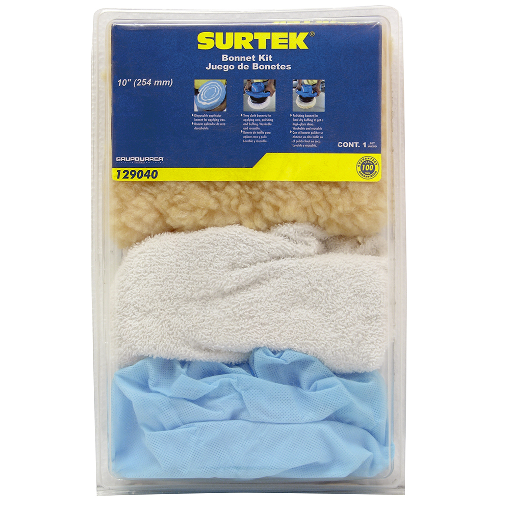 Juego de bonetes para pulidora 10", 7 piezas, Surtek