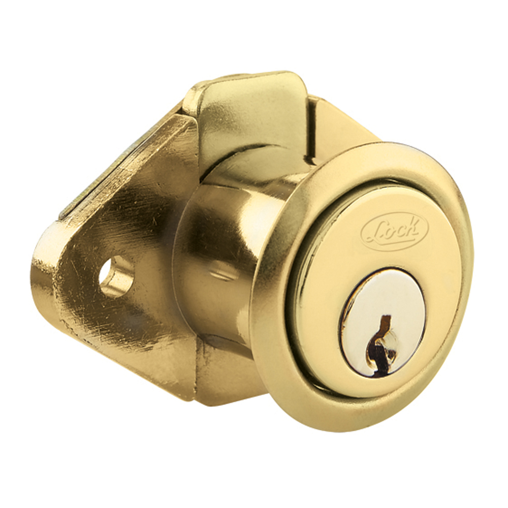 Cerradura para mueble ovalada, latón brillante, llave estándar, blíster, Lock