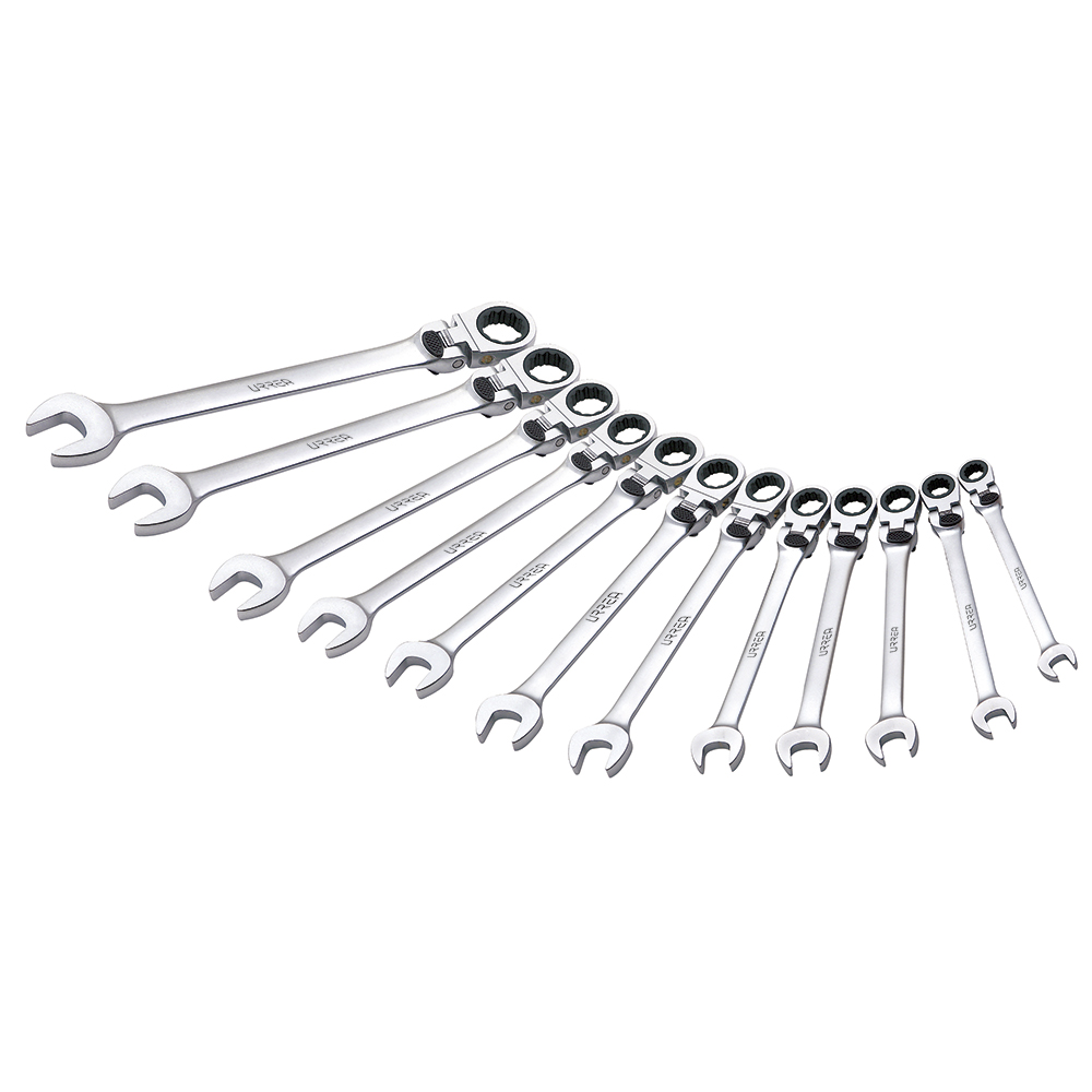 Juego de 12 llaves combinadas pulido espejo flexibles de matraca spline métricas, Urrea