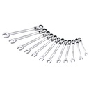 Juego de 12 llaves combinadas pulido espejo flexibles de matraca spline métricas, Urrea