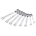 Juego de 9 llaves combinadas pulido espejo flexibles de matraca spline en pulgadas, Urrea