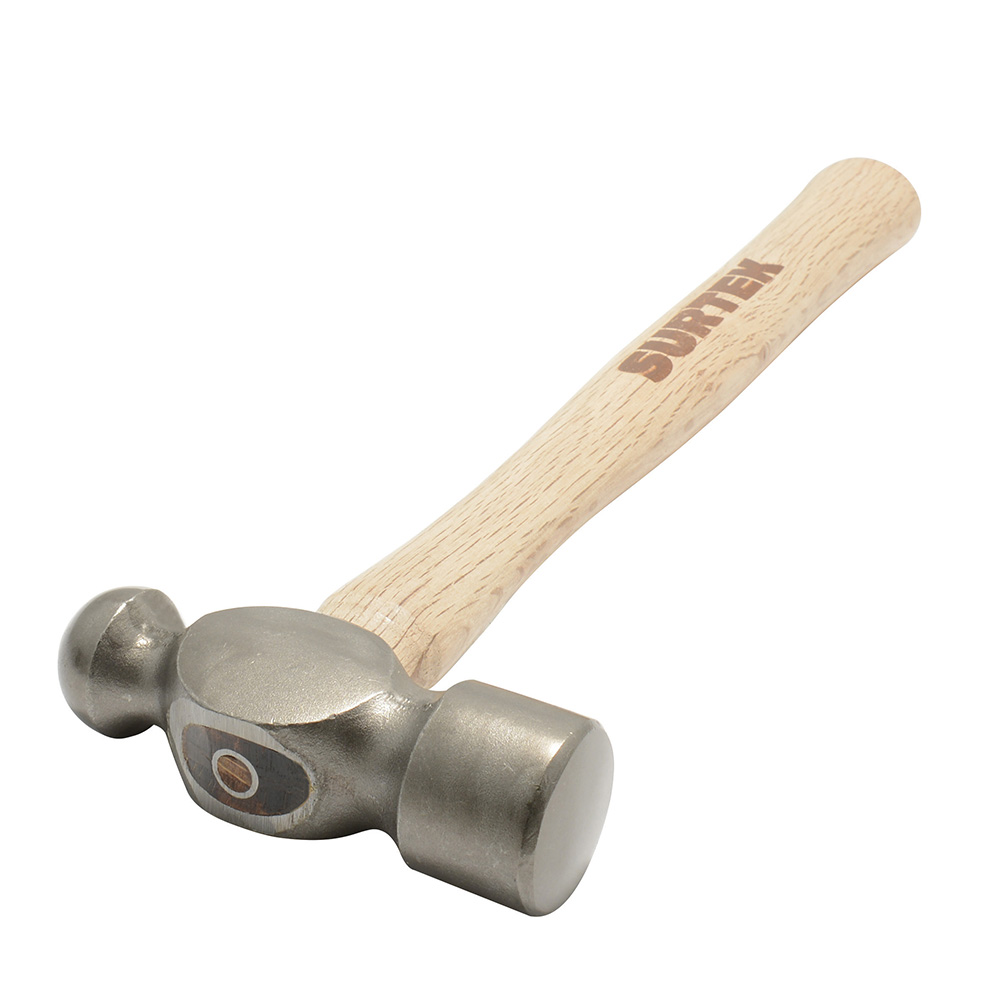 Martillo pulido de bola con mango de madera de encino de 13", 12 oz, Surtek