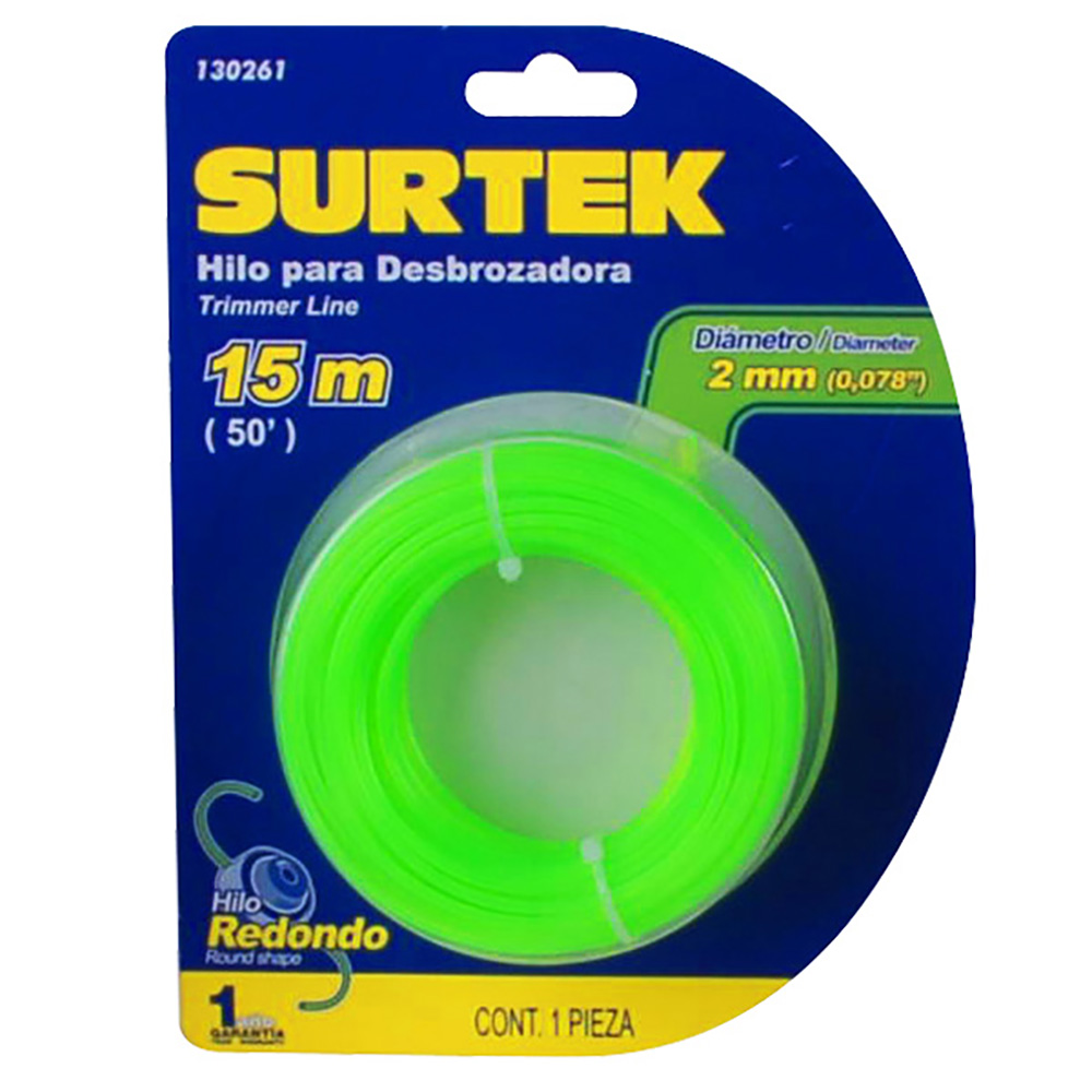 Nailon para desbrozadora en blíster, 2 mm x 15 m, Surtek