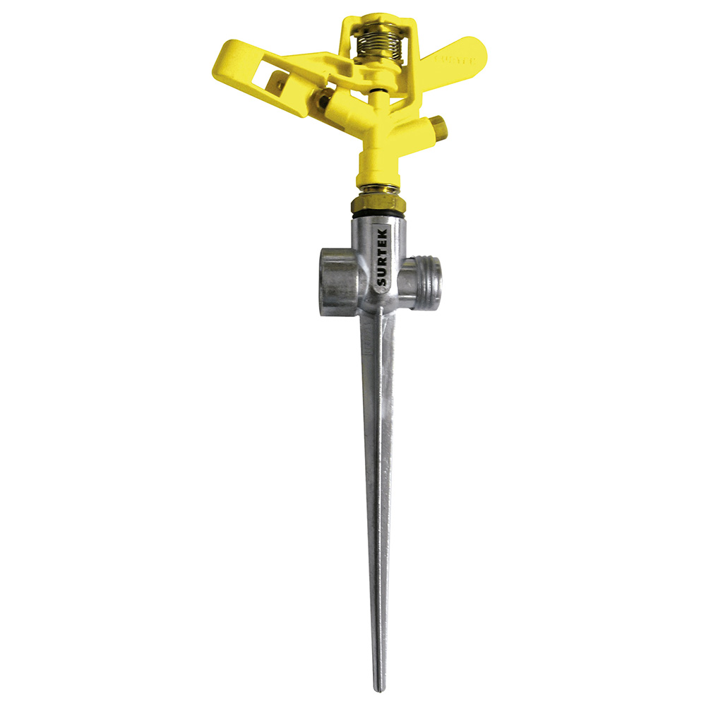 Aspersor metálico regulable por pulsación 3/4" GHT 2 vías, Surtek