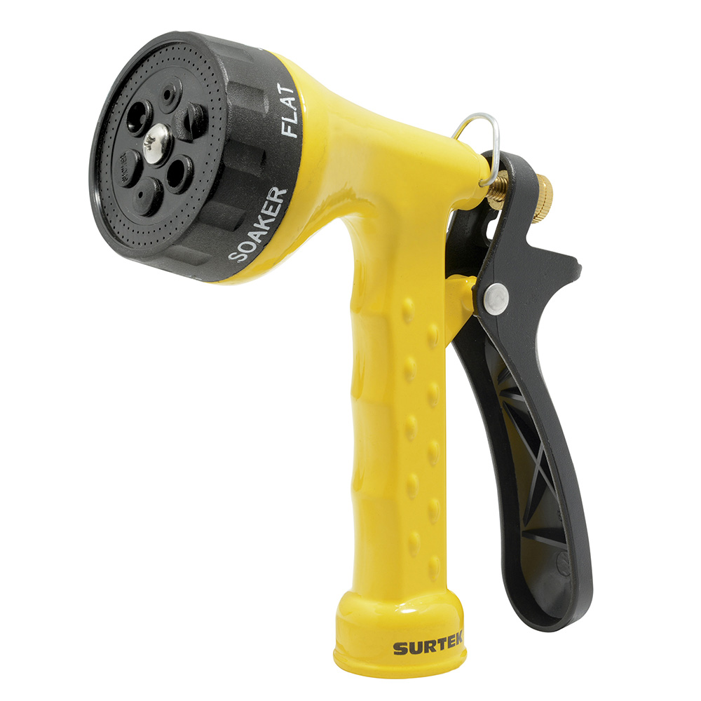 Pistola para riego metálica con 6 funciones 3/4" GHT, Surtek