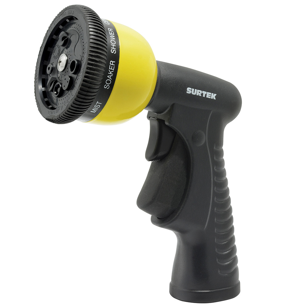 Pistola para riego con recubrimiento de PVC con 9 funciones 3/4" GHT, Surtek