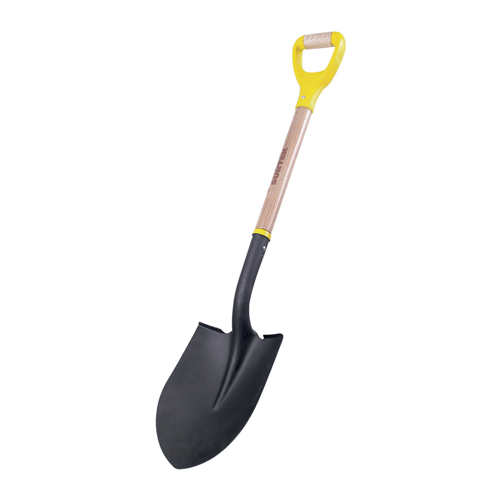 Pala con mango de madera con puño contractor grip, redonda, Surtek