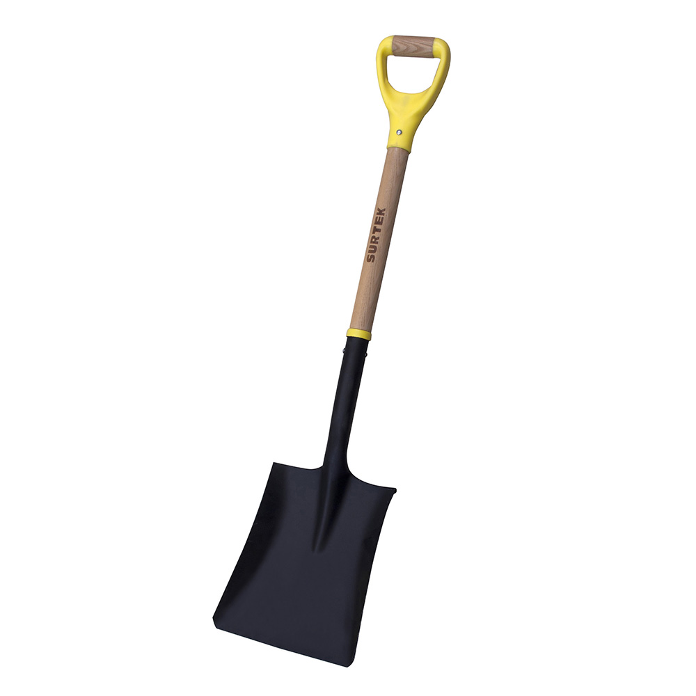 Pala con mango de madera con puño contractor grip, cuadrada, Surtek