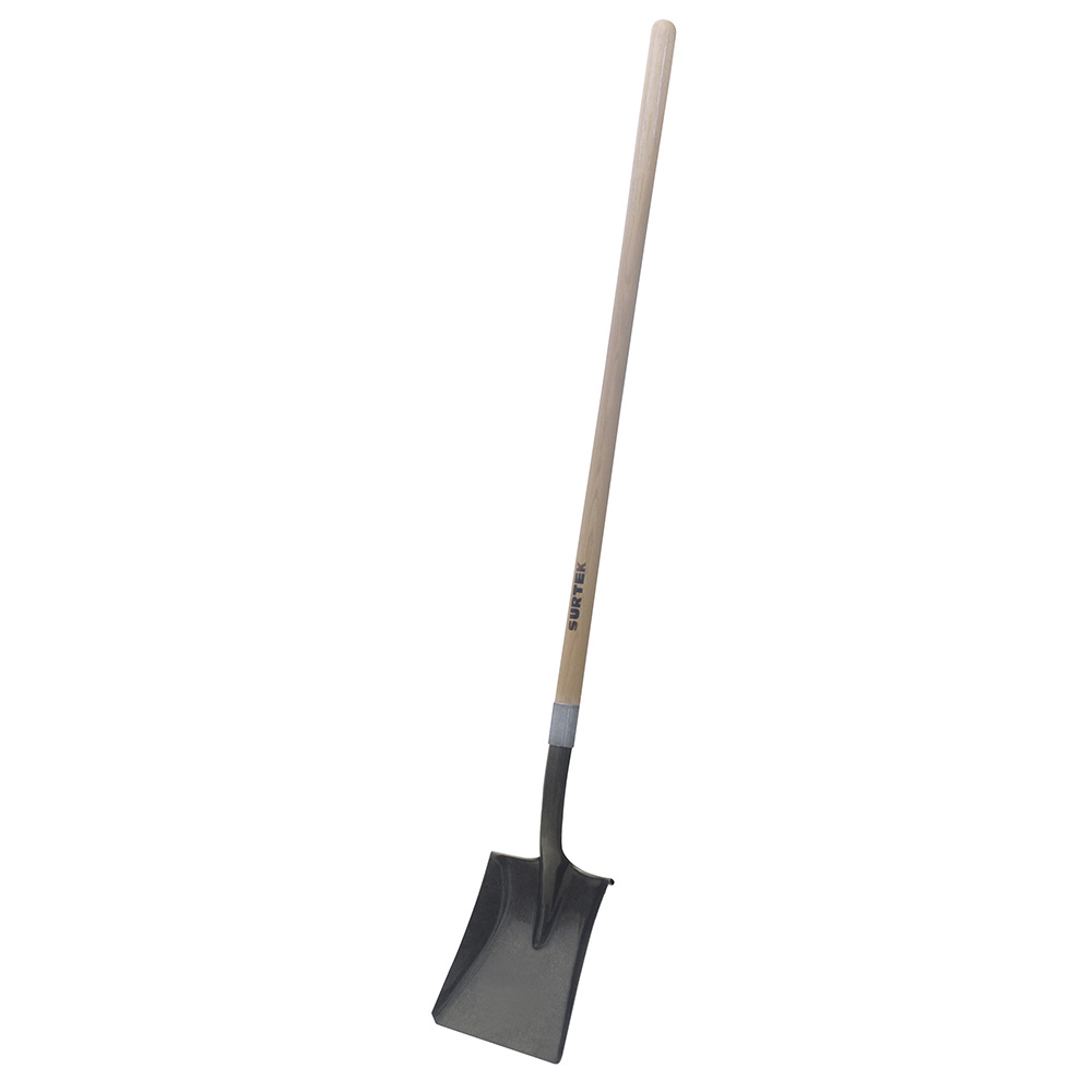 Pala con mango largo de madera con anillo crimpado, cuadrada, Surtek
