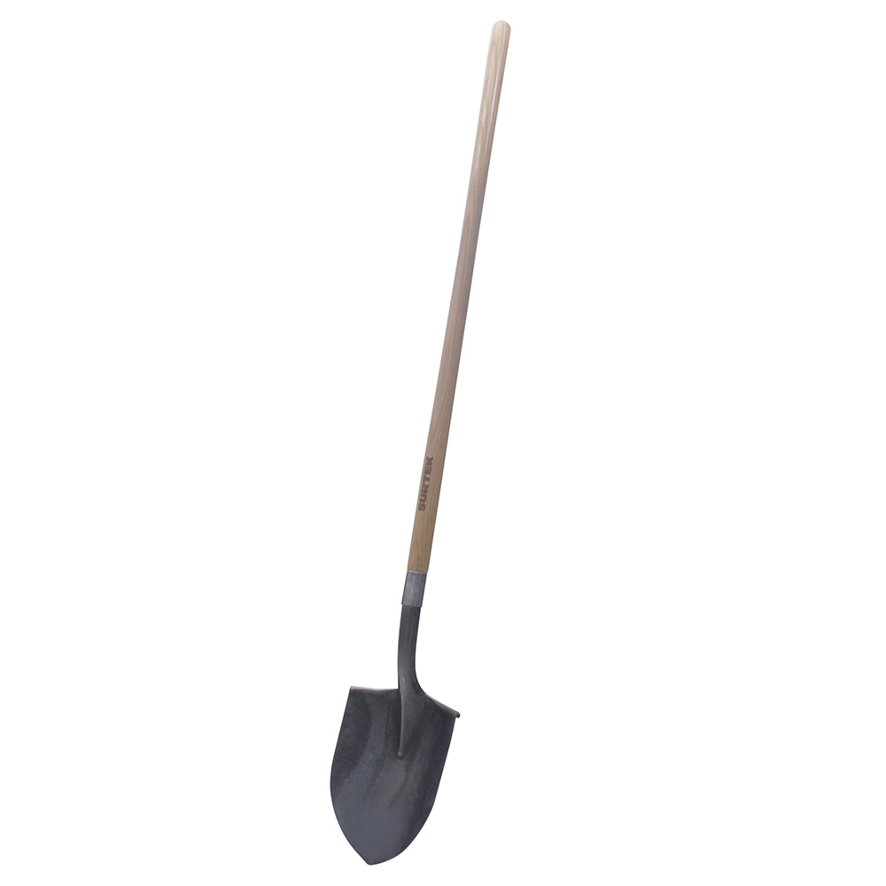 Pala con mango largo de madera con anillo crimpado, tipo irrigación, Surtek