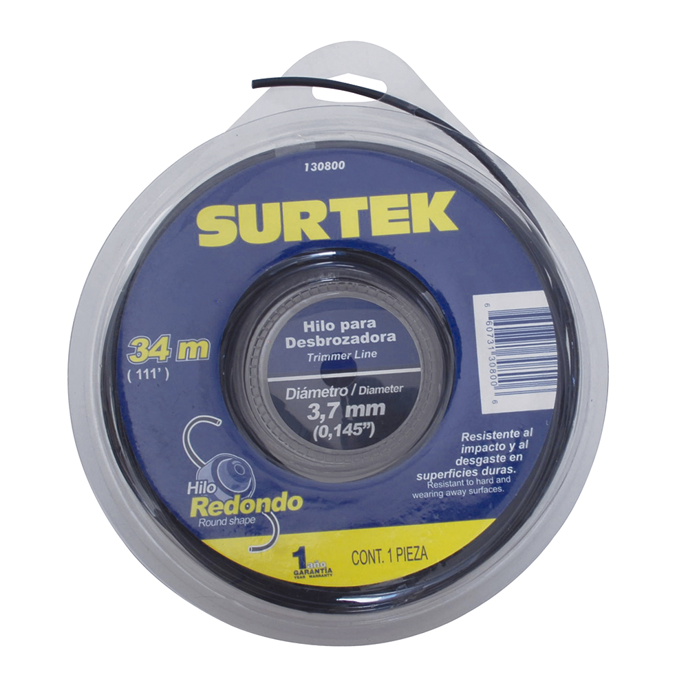 Nailon para desbrozadora doble blíster, 3.7 mm x 34 m, Surtek