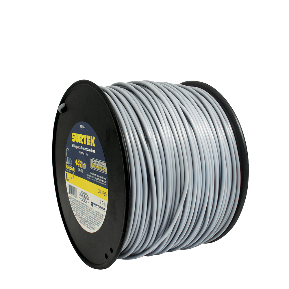 Nailon para desbrozadora en carrete, 3.3 mm x 142 m, Surtek