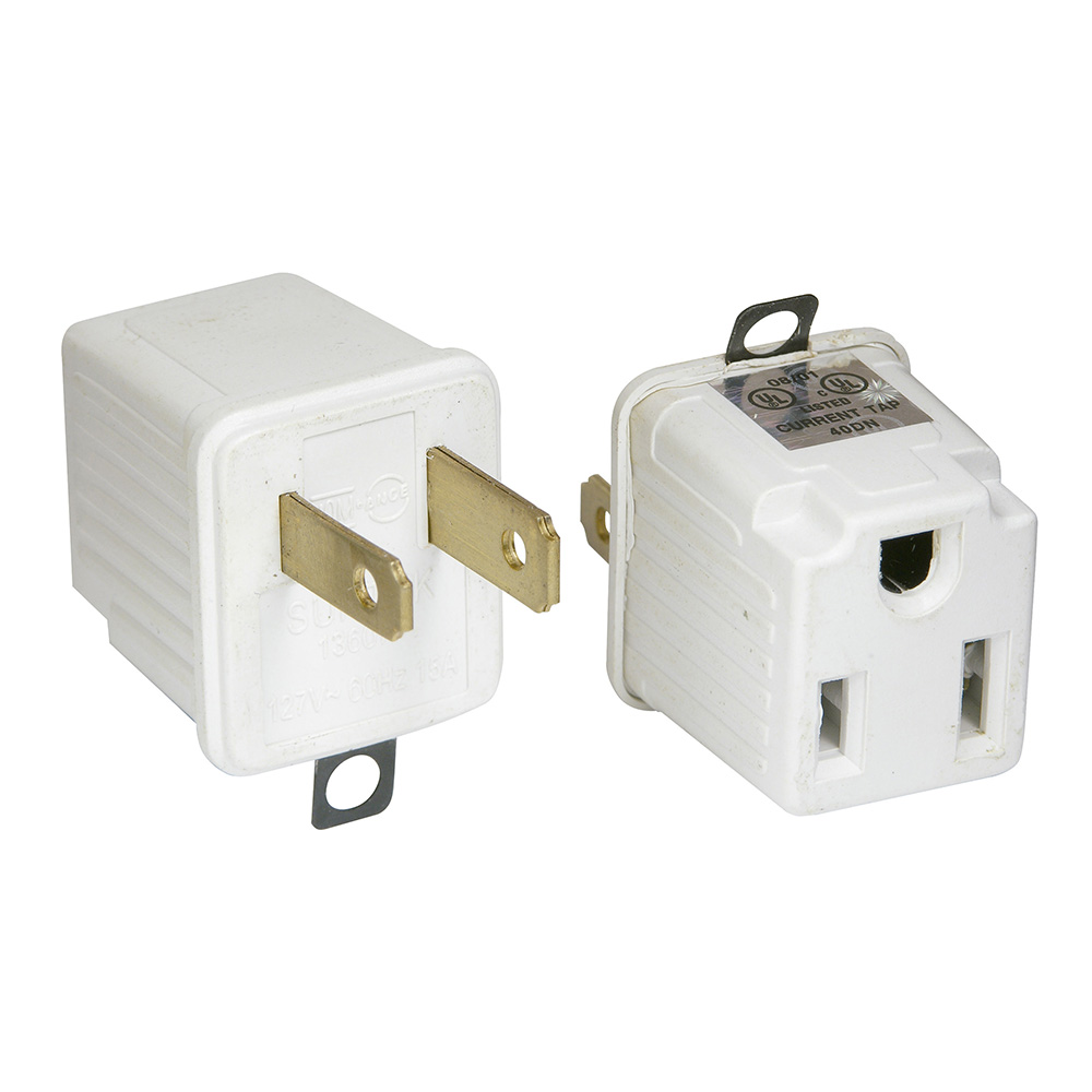 Adaptador clavija de aterrizado a polarizado ABS, 2 piezas, Surtek