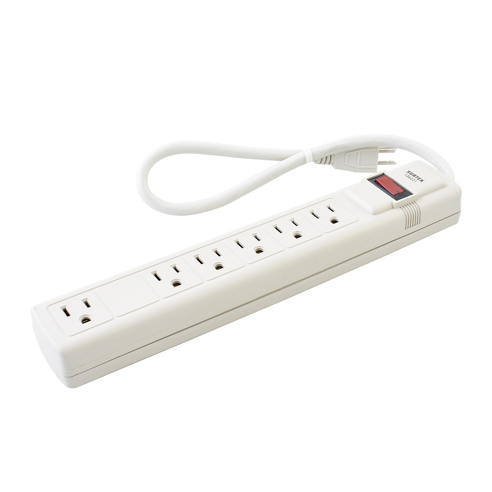 Supresor de picos 6 entradas cable 450 J de 45 cm, Surtek