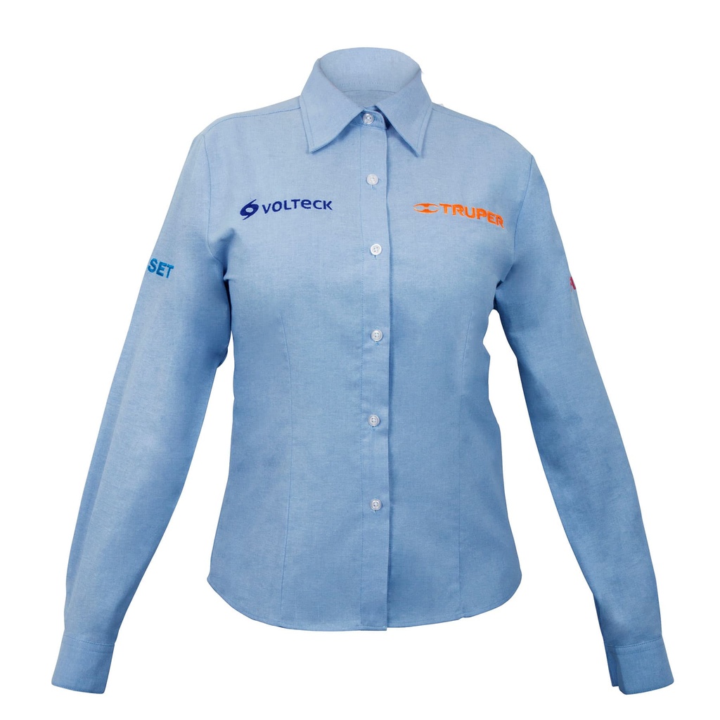 63102 / Camisa azul para dama, manga larga talla M, Truper