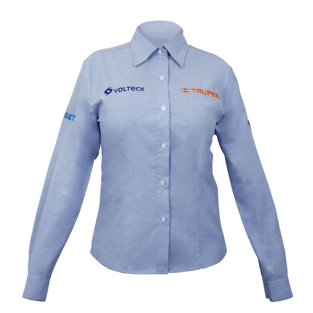 63104 / Camisa azul para dama, manga larga, talla EG, Truper