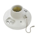 Portalámpara sencilla redonda de porcelana con cadena para techo 4.5", Surtek