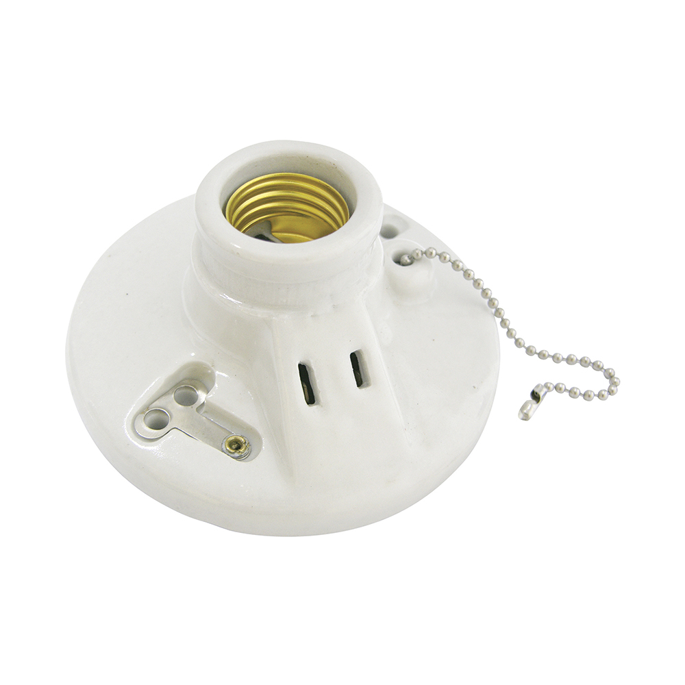 Portalámpara doble redonda de porcelana con cadena para techo 4.5", Surtek