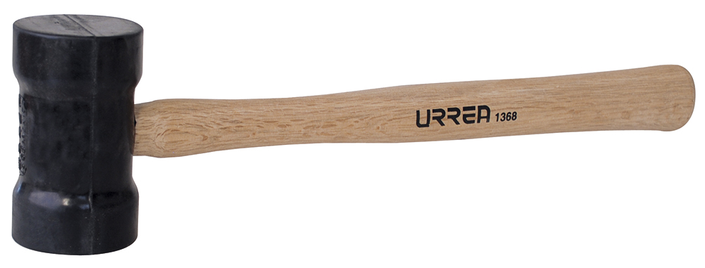 Mazo con cabeza de hule negro con mango de madera de encino de 16", 22 oz, Urrea