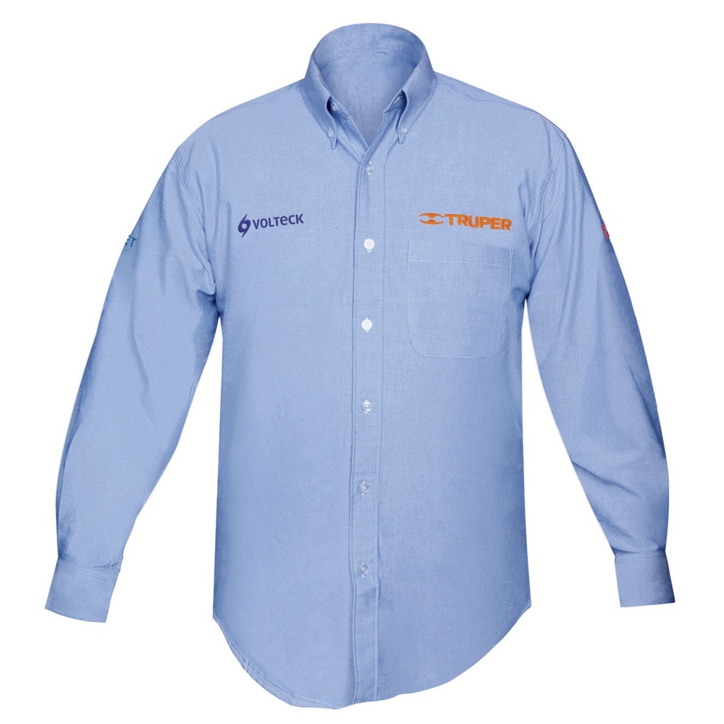 60344 / Camisa azul para caballero, manga larga talla CH, Truper