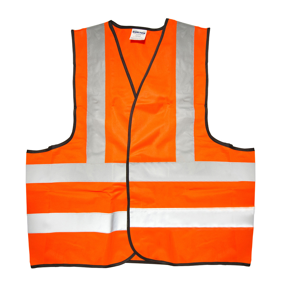 Chaleco de seguridad con cintas reflejantes plateadas naranja unitalla, Surtek