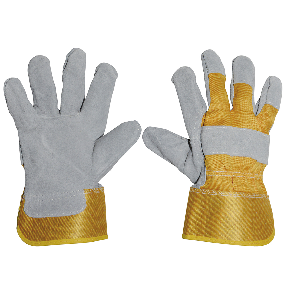 Guantes de carnaza y loneta reforzados unitalla, Surtek