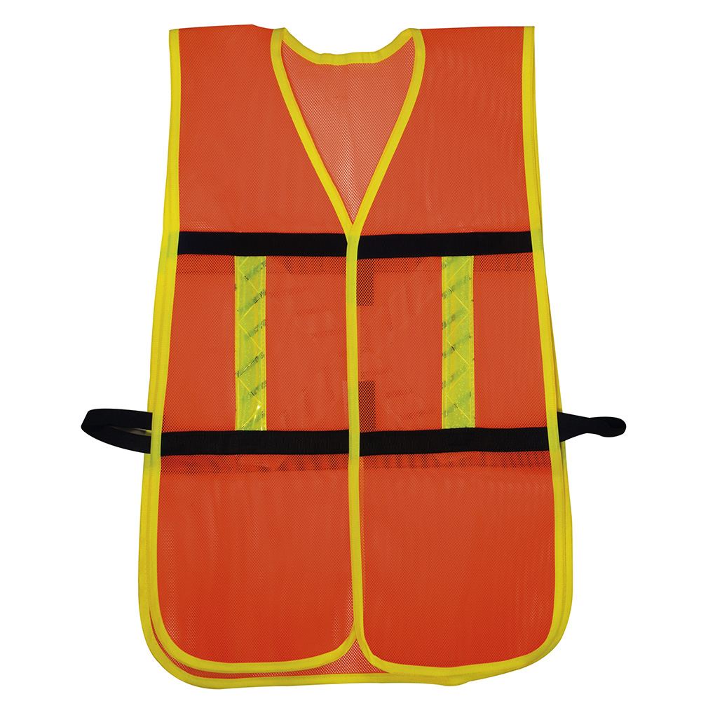 Chaleco de seguridad de malla de poliéster con ajuste de doble gancho naranja unitalla, Surtek