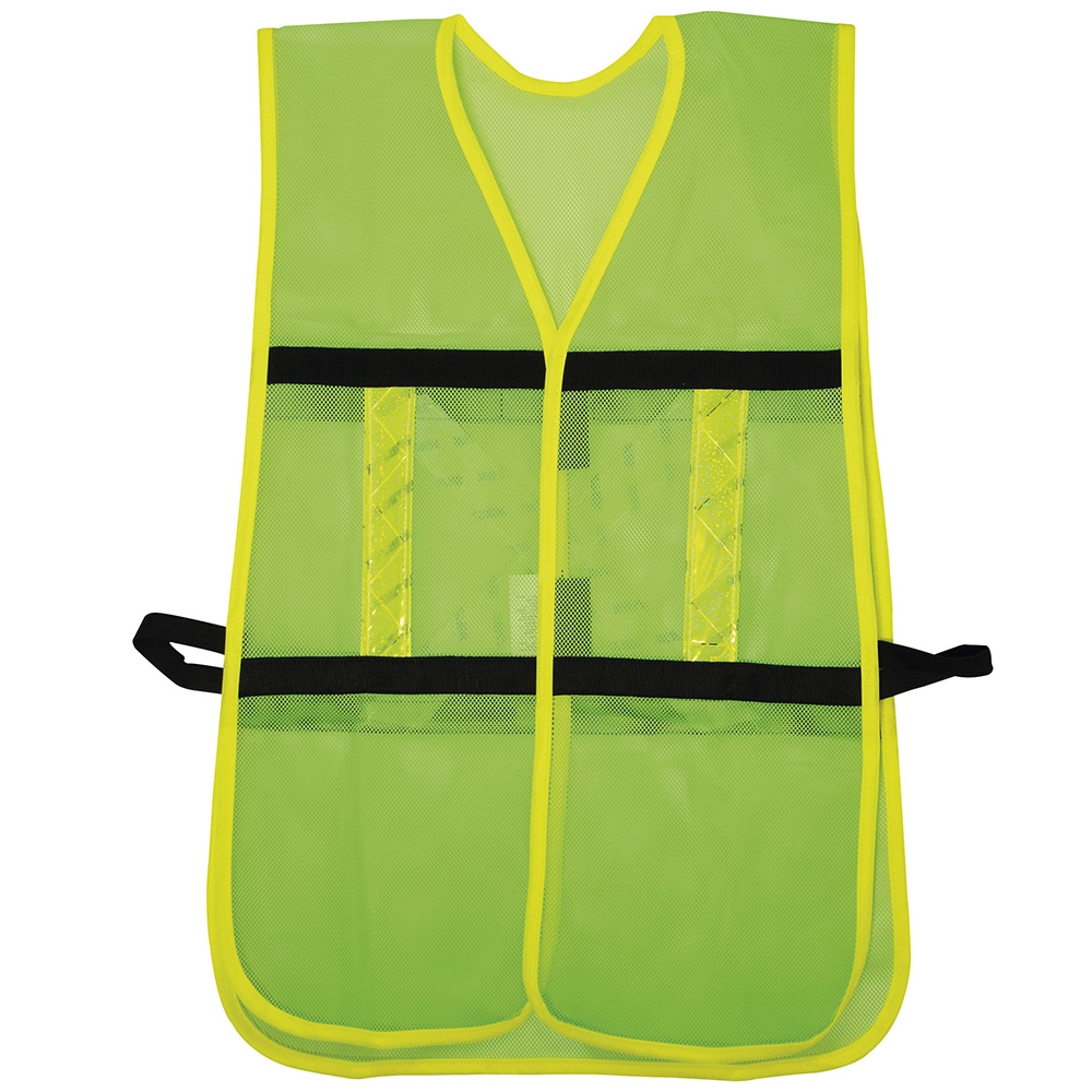 Chaleco de seguridad de malla de poliéster con ajuste de doble gancho verde unitalla, Surtek