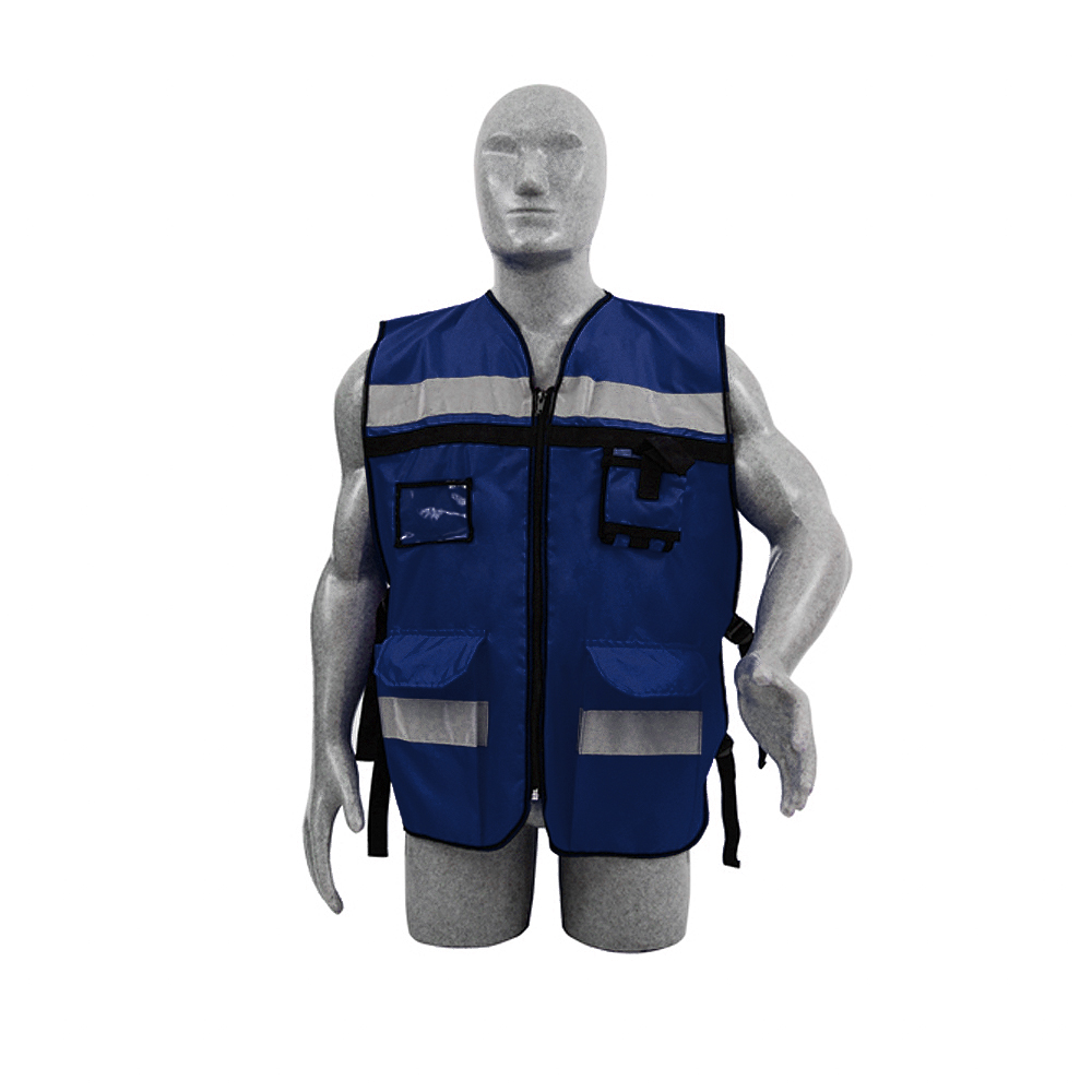 Chaleco de seguridad tipo supervisor abierto con reflejante azul unitalla, Surtek