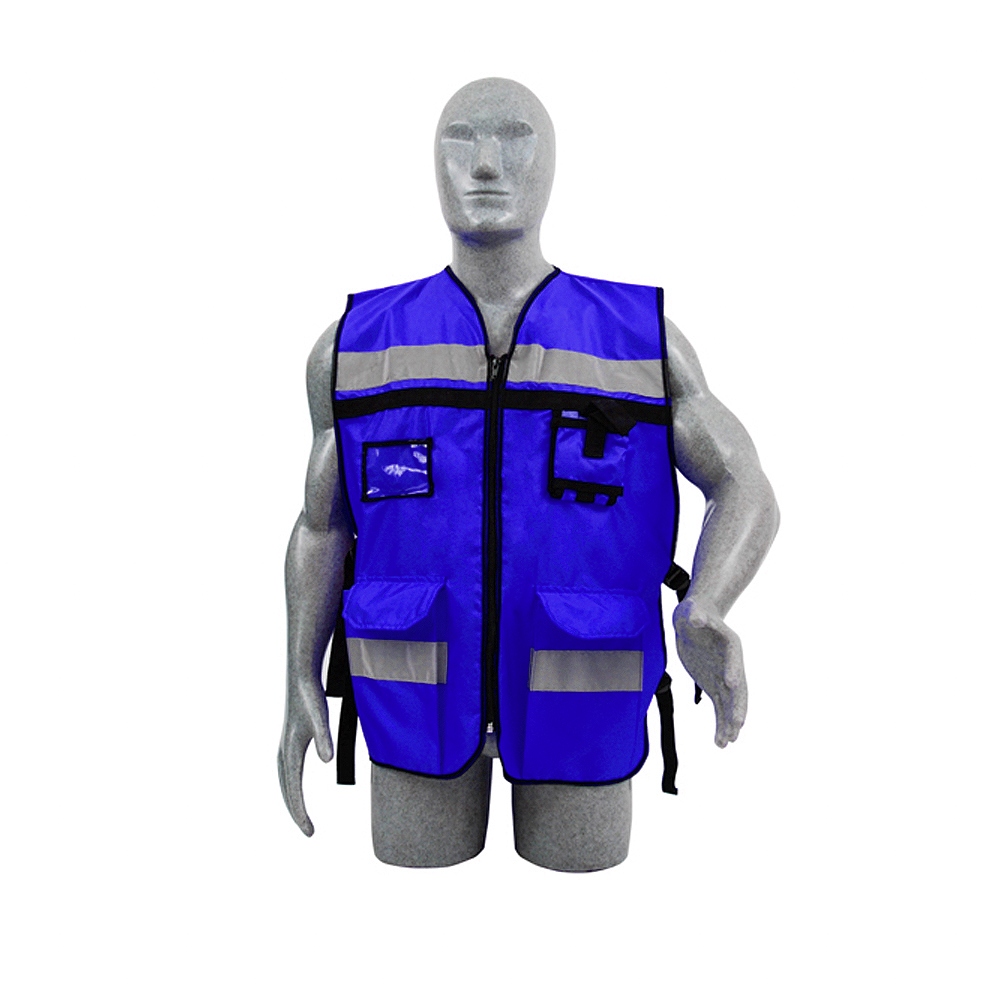 Chaleco de seguridad tipo supervisor abierto con reflejante azul rey unitalla, Surtek