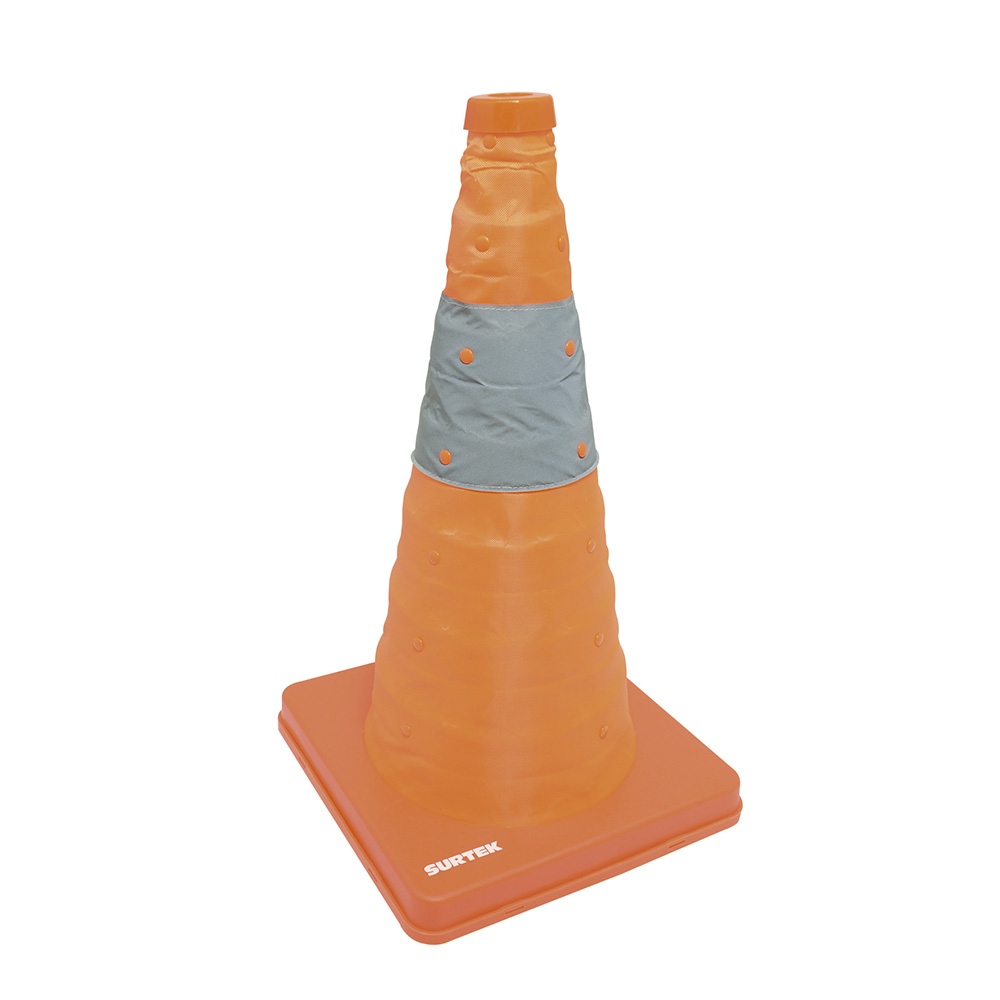 Cono de precaución plegable con banda reflejante, 45 cm, Surtek