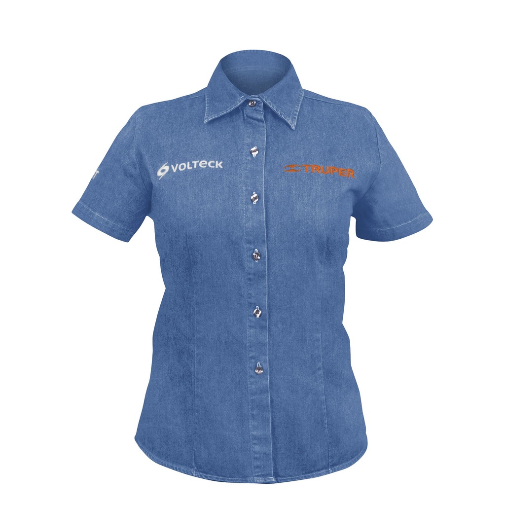 61105 / Camisa de mezclilla para dama, manga corta, talla EEG,Truper