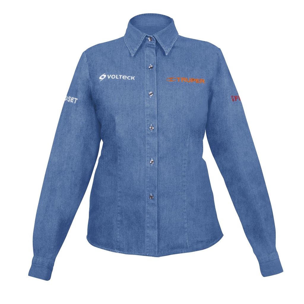 62109 / Camisa de mezclilla para dama, manga larga, talla EG, Truper