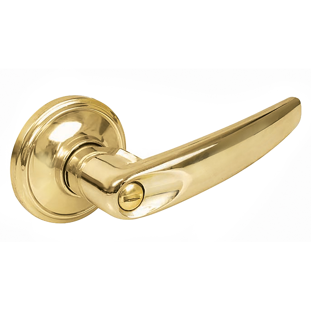 Manija tubular recta función baño, latón brillante, llave estándar, blíster, Lock