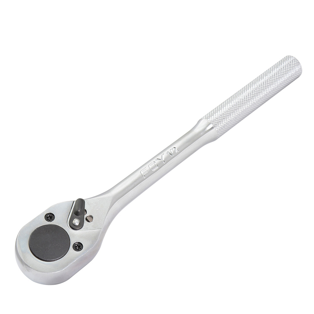 Matraca reversible para dado cuadro de 1/2", cabeza tipo pera, mango moleteado, Foy
