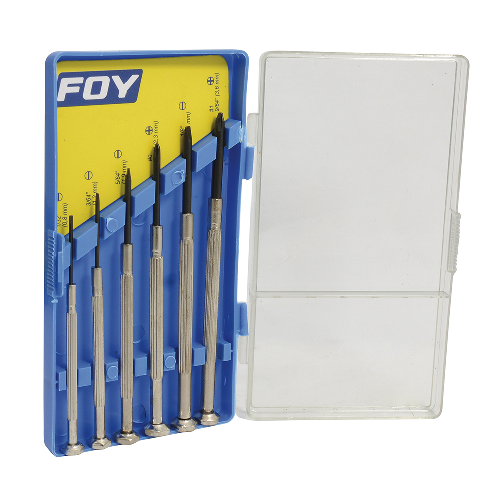 Juego de destornilladores de precisión combinados, 6 piezas, Foy