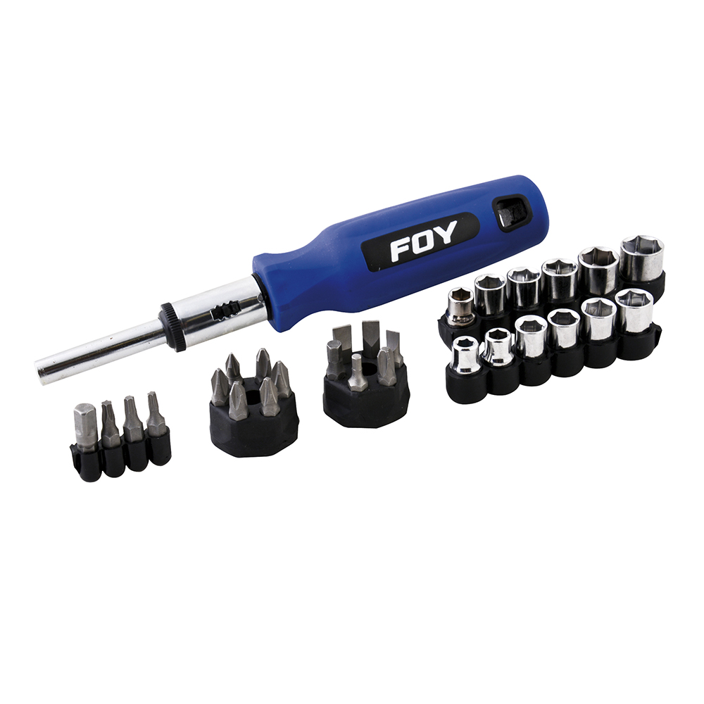 Juego de puntas y accesorios hexágono de 1/4", 29 piezas, Foy
