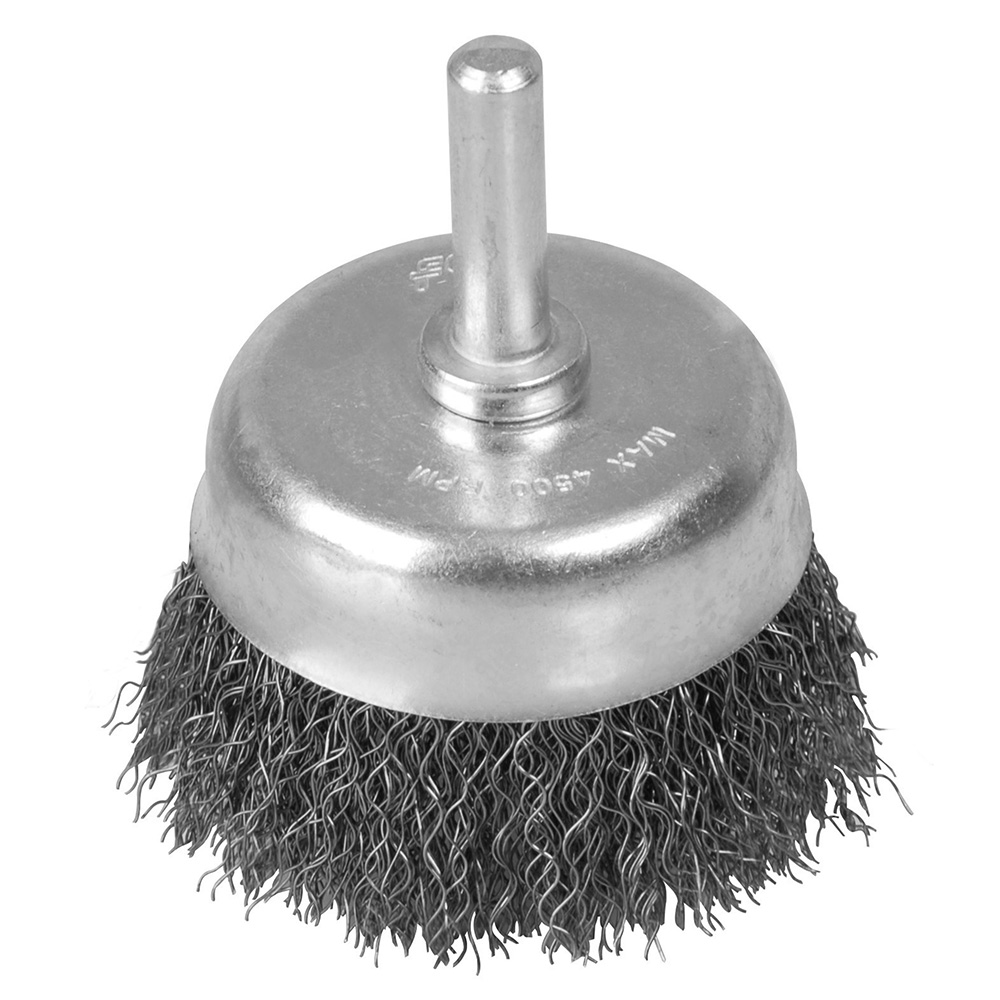 Carda copa ondulada alambre delgado 3" x 0.30 con zanco 1/4", Foy
