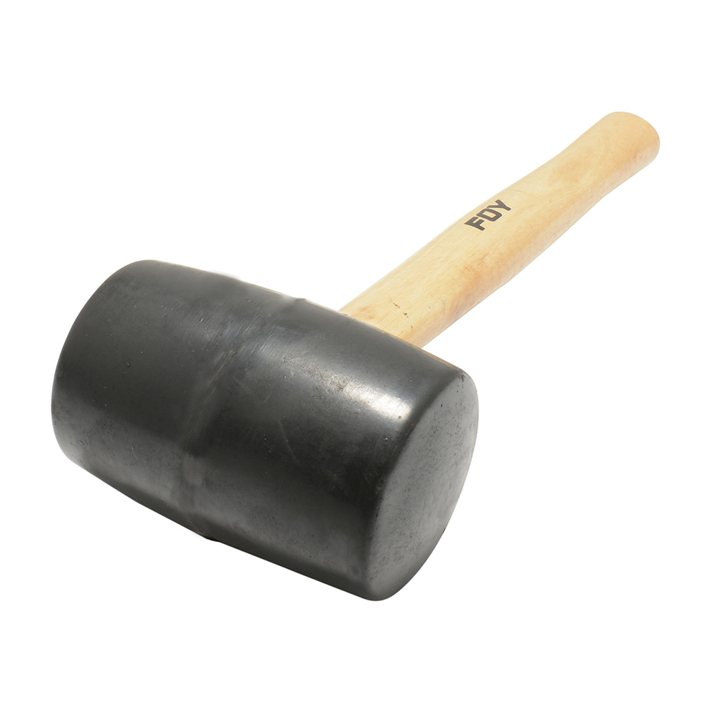 Mazo con cabeza de hule negro con mango de madera de 13", 24 oz, Foy