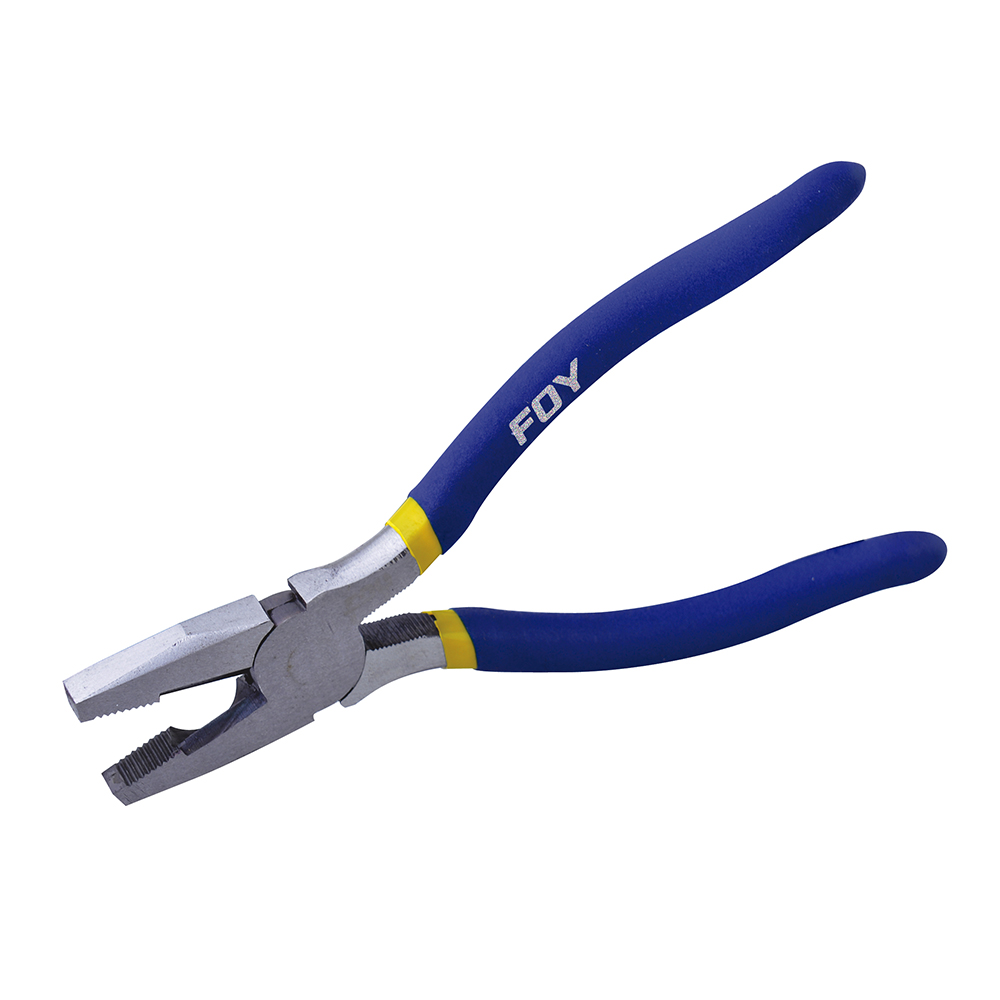 Pinza con mango con doble plastisol para electricista de 8", corte lateral, Foy