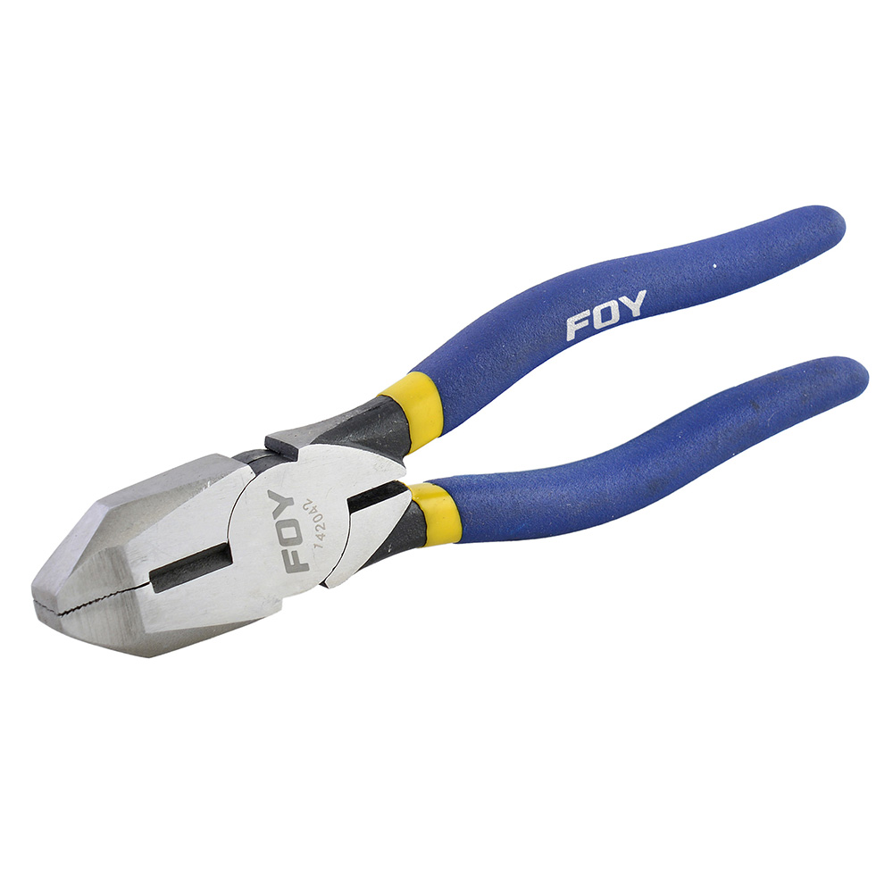 Pinza con mango con doble plástisol para electricista de 8", corte lateral, Foy