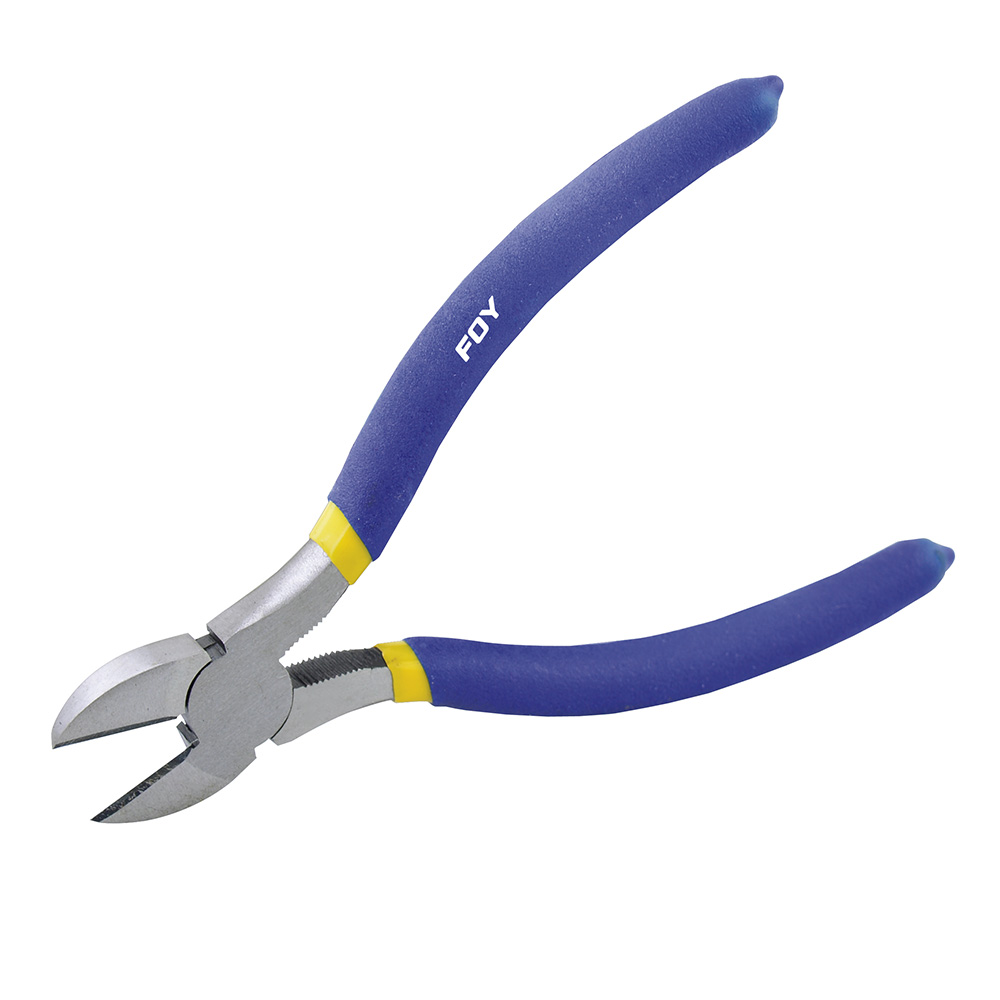 Pinza con mango con doble plastisol para electricista de 7", corte diagonal, Foy