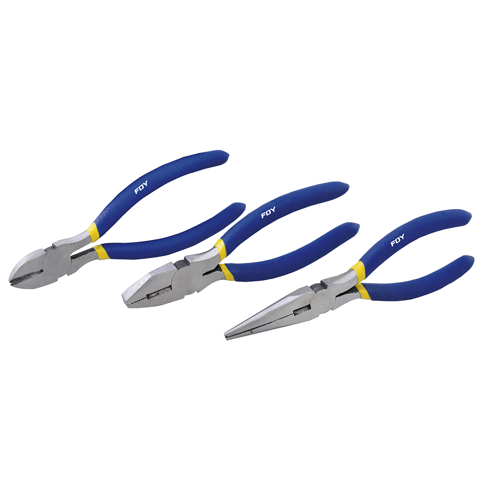 Juego 3 pinzas con mango con doble plastisol para electricista, Foy