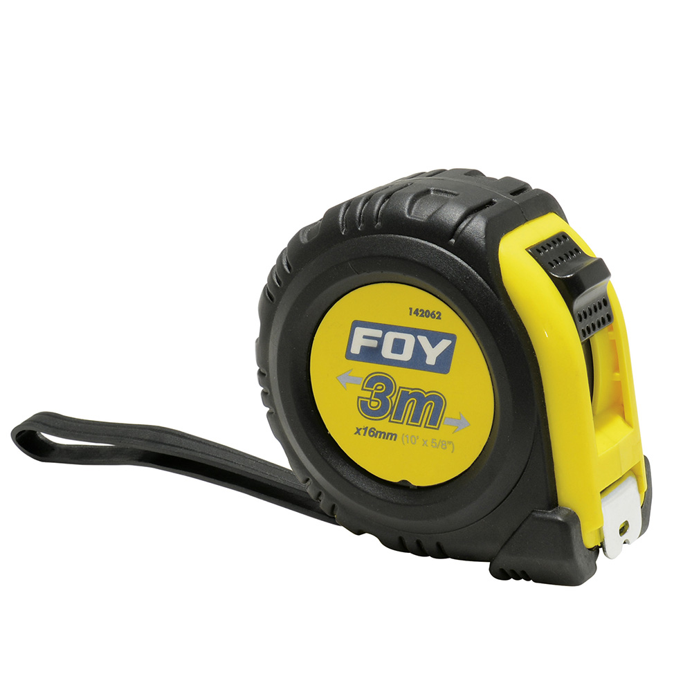 Flexómetro con carcasa anti-impacto 3 m x 1/2", Foy