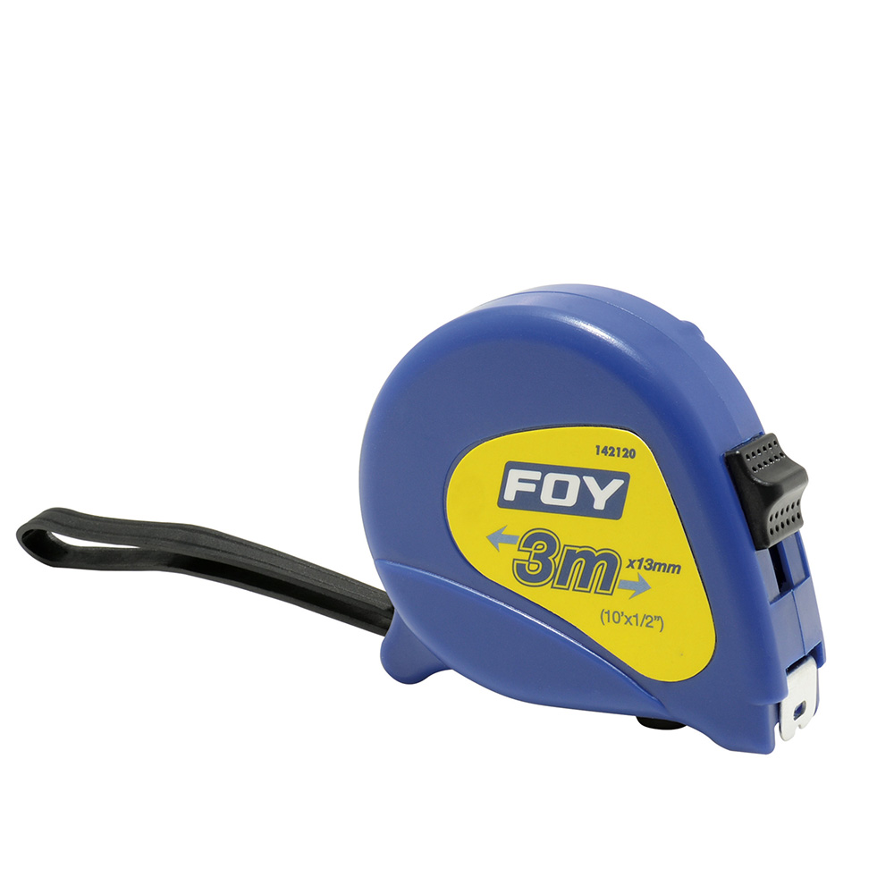 Flexómetro con carcasa de plástico azul 3 m x 1/2", Foy