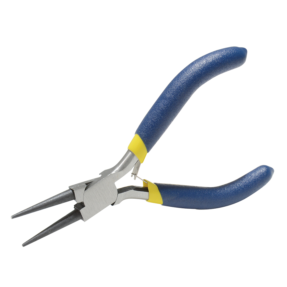 Mini pinza con mango de vinil para electrónica de 4-15/16", punta redonda, Foy