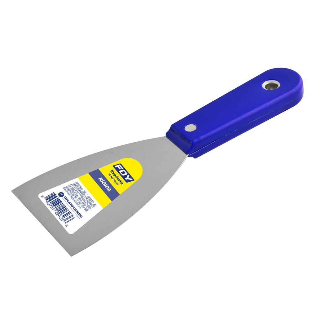 Espátula rígida de acero de alto carbón con mango plástico 3", Foy
