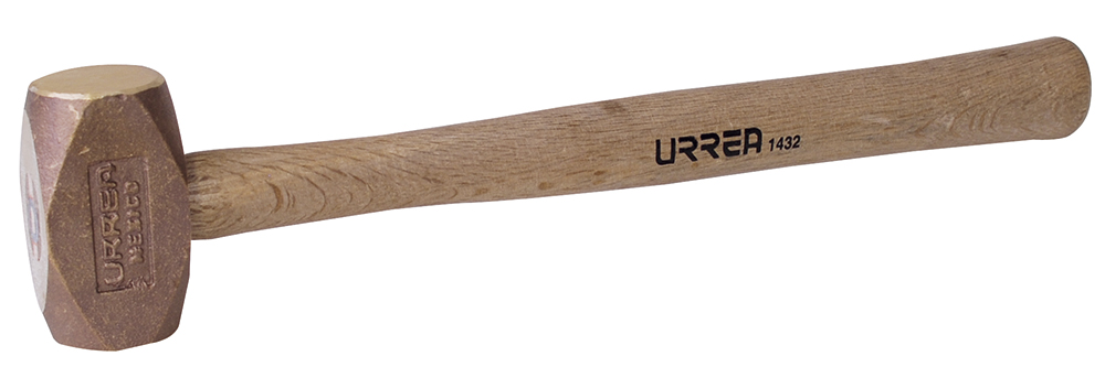 Marro de bronce anti-chispas con mango madera de encino de 14", 1.6 lb, Urrea