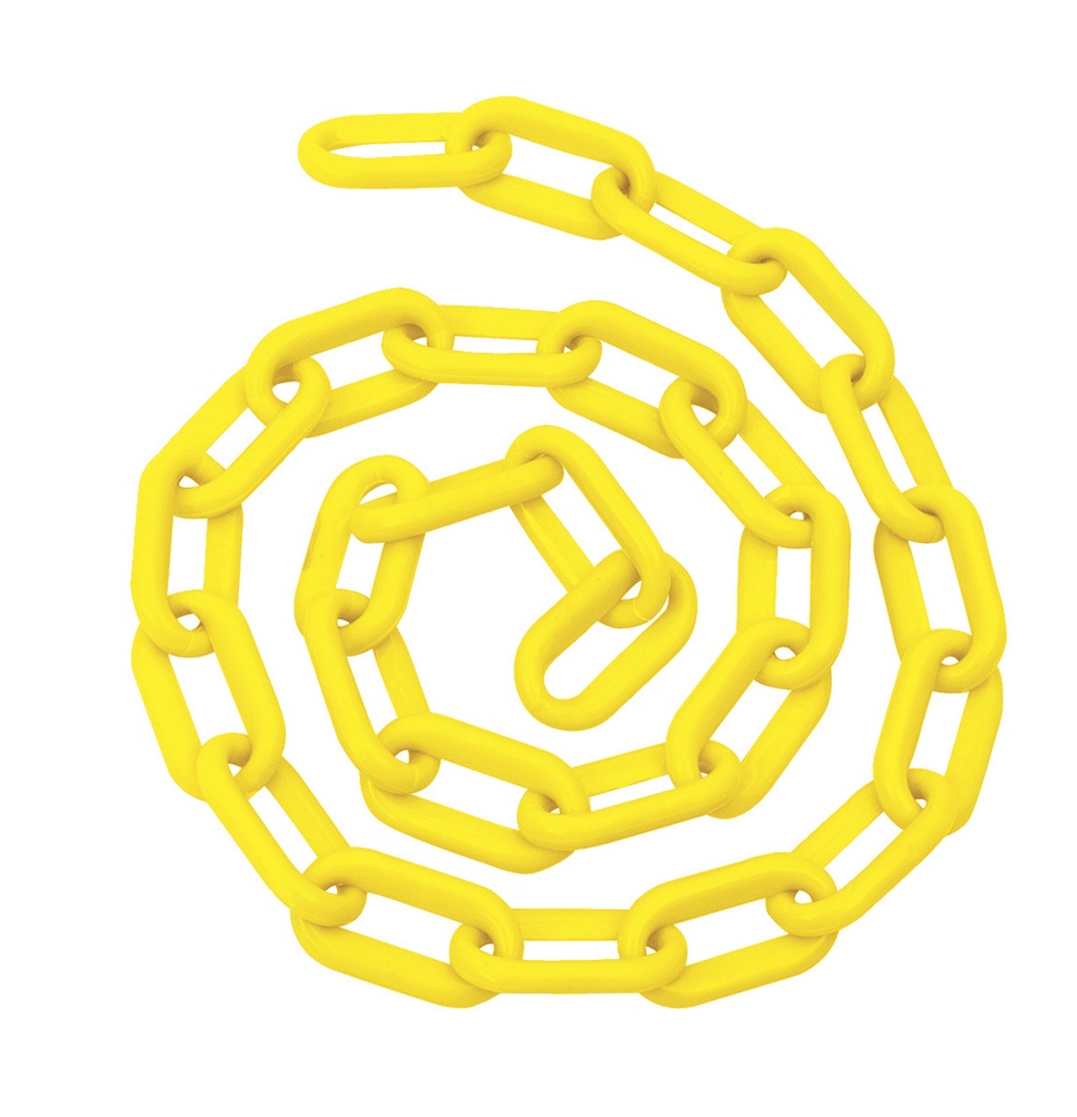 Cadena plástica calibre 8 mm de 25 m, color amarillo, Foy