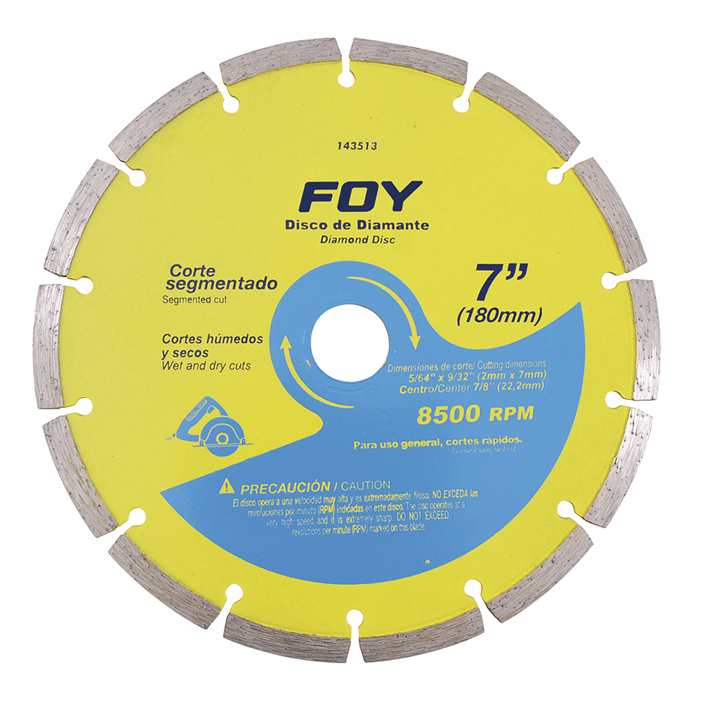 Disco de diamante segmentado, 7", Foy